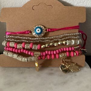 Preppy Heishi Bracelets Set Colorful White Gold Smile Heart Star Evil Eye Beaded